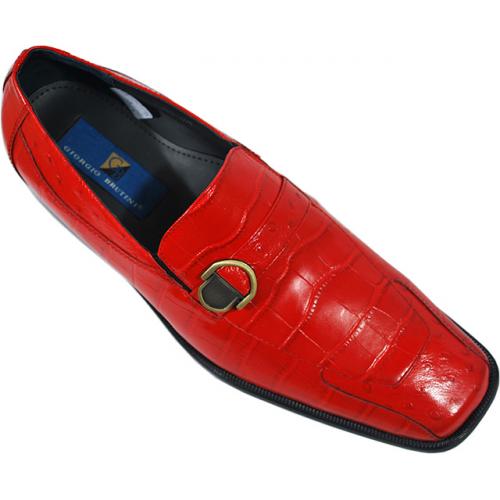 Giorgio Brutini Red Alligator / Ostrich Print Shoes 174160